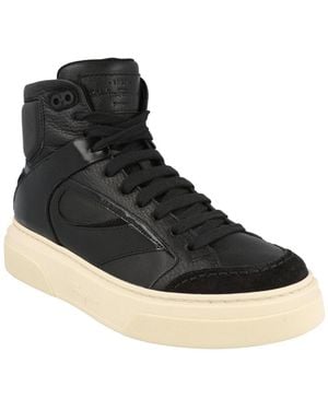 Ferragamo Cassio Leather High-Top Trainer - Black