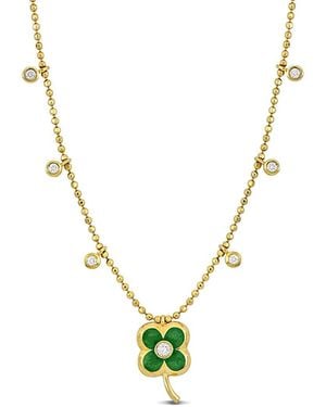 Rina Limor 14k 0.14 Ct. Tw. Diamond Leaf Charm Necklace - Metallic
