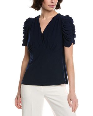 Cece Puff V-Neck Top - Blue