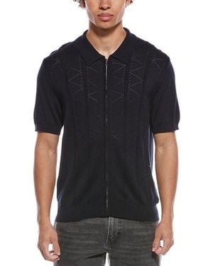 Jason Wu Pointelle Zip Polo Shirt - Black