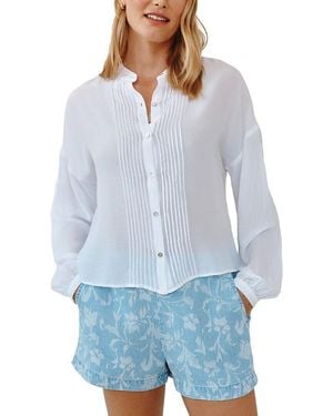 Bella Dahl Drop-Shoulder Pintuck Shirt - Blue