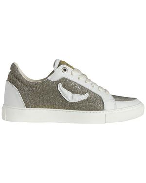 Zadig & Voltaire Fly On Sparkle Leather Trainer - Metallic