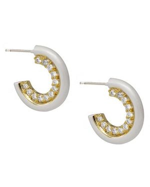 Cloverpost Decade 14k Plated Cz Hoops - Metallic
