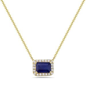 Forever Creations Signature Forever Creations 14K 1.57 Ct. Tw. Diamond & Sapphire Halo Necklace - Blue
