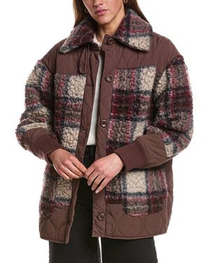 Free People Sana Quilted Wool-Blend Bomber Jacket - Brown