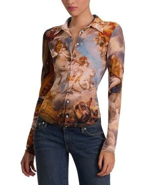 Alice + Olivia Jade Button-Down Top - Blue