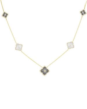 Effy Fine Jewelry 14K 0.47 Ct. Tw. Diamond & 7Mm, 8.8Mm, 10.7Mm Pearl Necklace - Metallic