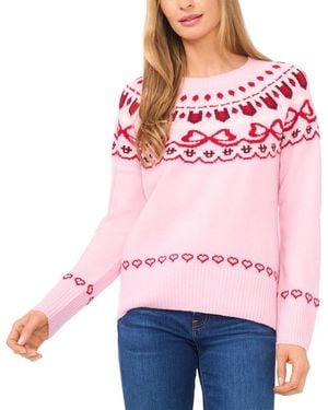 Cece Bow Fairisle Raglan Jumper - Pink