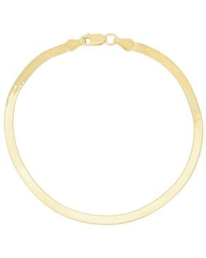Italian Silver Piazza Di Spagna 14K Over Herringbone Chain Anklet - Metallic