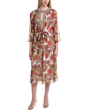 FLORA BEA NYC Steffina Silk Midi Dress - Red