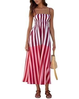 CAMILA BLANCO Printed Midi Dress - Red