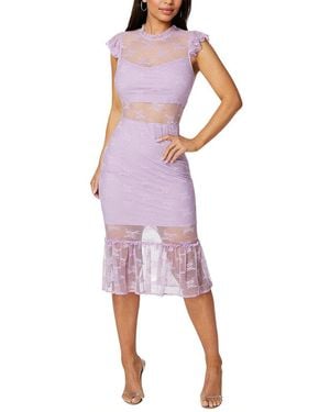 Bebe Illusion Lace Midi Dress - Purple
