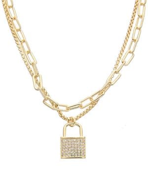 Juvell 18k Plated Cz Link Necklace - Metallic