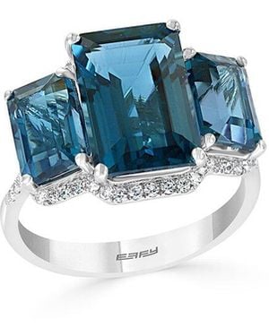 Effy Fine Jewelry 14K 8.72 Ct. Tw. Diamond & London Topaz Ring - Blue