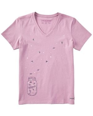 Life Is Good. Crusher V-Neck T-Shirt - Pink