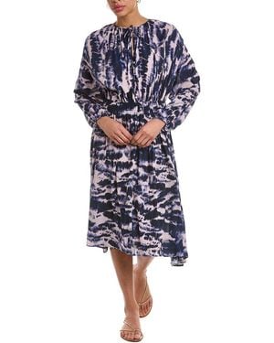 BOSS Boss Tie Neck Midi Dress - Blue