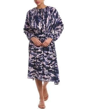 BOSS Boss Tie Neck Midi Dress - Blue