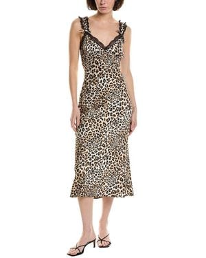 Astr Lace Trim Satin Slip Dress - Brown