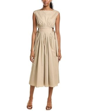 Kenneth Cole Sleeveless D-Rings Tie Midi Dress - Natural