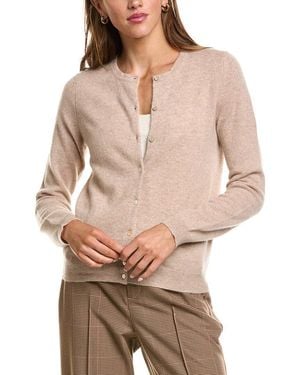 InCashmere Basic Crewneck 100% Cashmere Cardigan - Natural