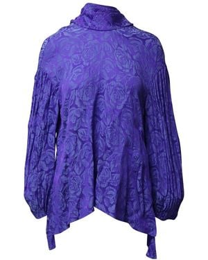 Chloé Crinkled Flower Jacquard Lavalliere Blouse, Size Fr, (Authentic Pre- Loved) - Purple