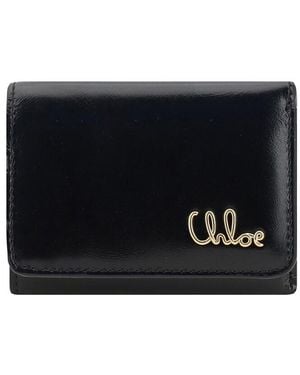 Chloé Logo Leather Wallet - Black