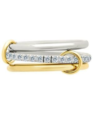 Sterling Forever Cz Edda Statement Linked Stacking Ring Set - White