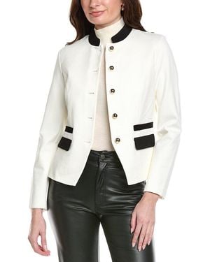 Joseph Ribkoff Mandarin Collar Knit Jacket - White