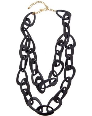Kenneth Jay Lane Plated Resin Link Necklace - Black