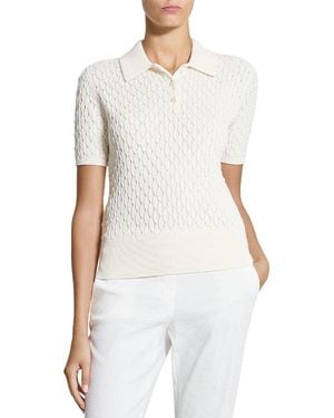 Theory Textured Cable Polo Sweater - White