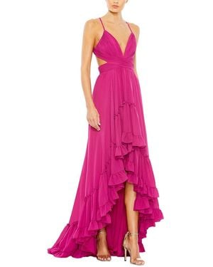 Mac Duggal Pleated Tiered Cut Out Sleeveless Gown - Pink