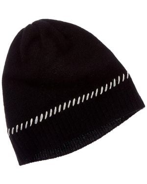 Forte Cashmere Contrast Edge Cashmere Hat - Black