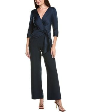 Adrianna Papell Satin Crepe Jumpsuit - Blue