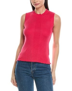 KARL LAGERFELD Ribbed Knit Top - Red
