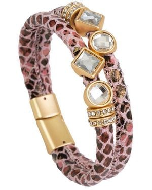 Saachi Bling Charm Leather Bracelet - White