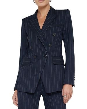 L'Agence Kendi Long Double Breasted Blazer - Blue