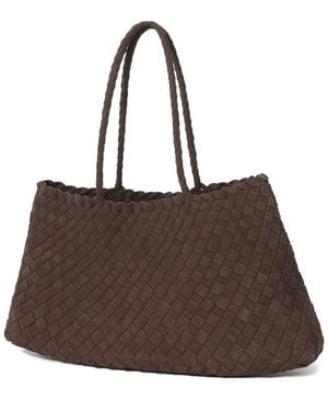 Tiffany & Fred Paris Woven Suede Shoulder Tote - Brown