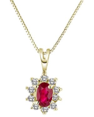 LEVARON 14K 0.35 Ct. Tw. Diamond & Ruby Necklace - White