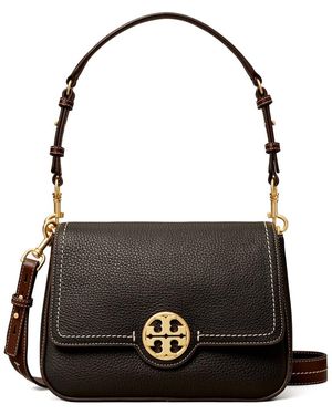 Tory Burch Felix Flap Leather Shoulder Bag - Black