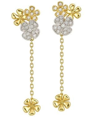 Jewels by Viomo 14K 0.70 Ct. Tw. Diamond Two Tone Flower Drop Earrings - Metallic
