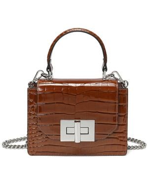 Tiffany & Fred Paris Croc-Embossed Patent Satchel - Brown