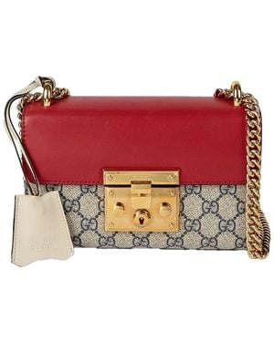 Gucci Canvas Paddle Lock Small Chain Shoulder Crossbody (Authentic Pre- Loved) - Red