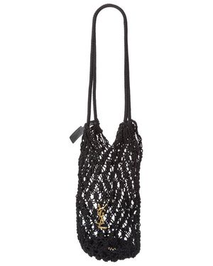 Saint Laurent Cassandre Large Crochet Tote - Black