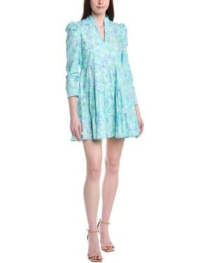 Sail To Sable Long Sleeve Tiered Dress - Blue