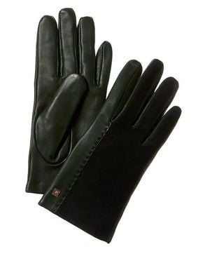 Bruno Magli Cashmere-Lined Suede & Leather Gloves - Black
