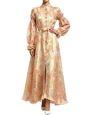 Linda Charm Long Sleeve Maxi Dress - Natural