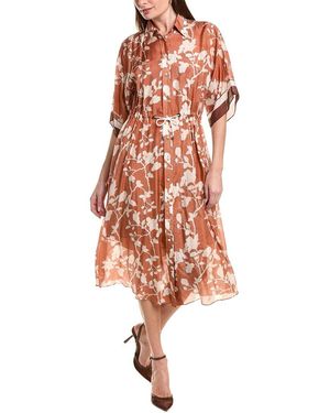 Brunello Cucinelli Silk Midi Dress - Red