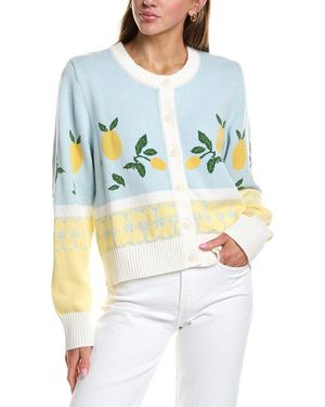 Rowing Blazers Cotton Fairisle Lemon Cropped Cardigan - White