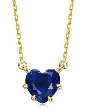 Rachel Glauber 14K Plated Cz Solitaire Necklace - Blue