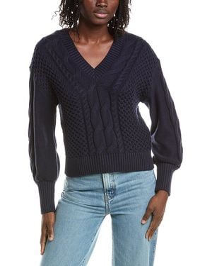 Isla Anna Cable V-Neck Jumper - Blue